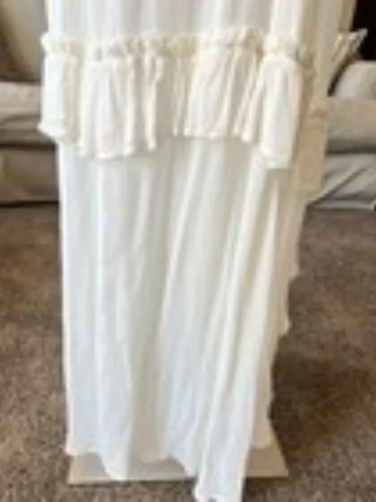 Free People White Lace Ruffle Button Maxi Dress V-Neck Cape Sleeve Size XS - Picture 6 of 10